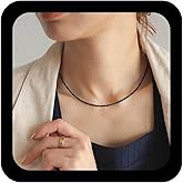 Andelaisi Boho Black Spinel Beaded Necklace Vintage Faceted Beads Choker Necklace Black Crystal Stone Necklaces Tiny Faux Agate Crystal Stone Chain Necklaces Jewelry for Women