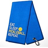 DYJYBMY Eat Sleep Pickleball Repeat Embroidered Pickleball Towel, Pickleball Towel Gifts for Men Women Dad Grandpa Grandma, Father's Day Birthday Gifts for Men Dad Grandpa