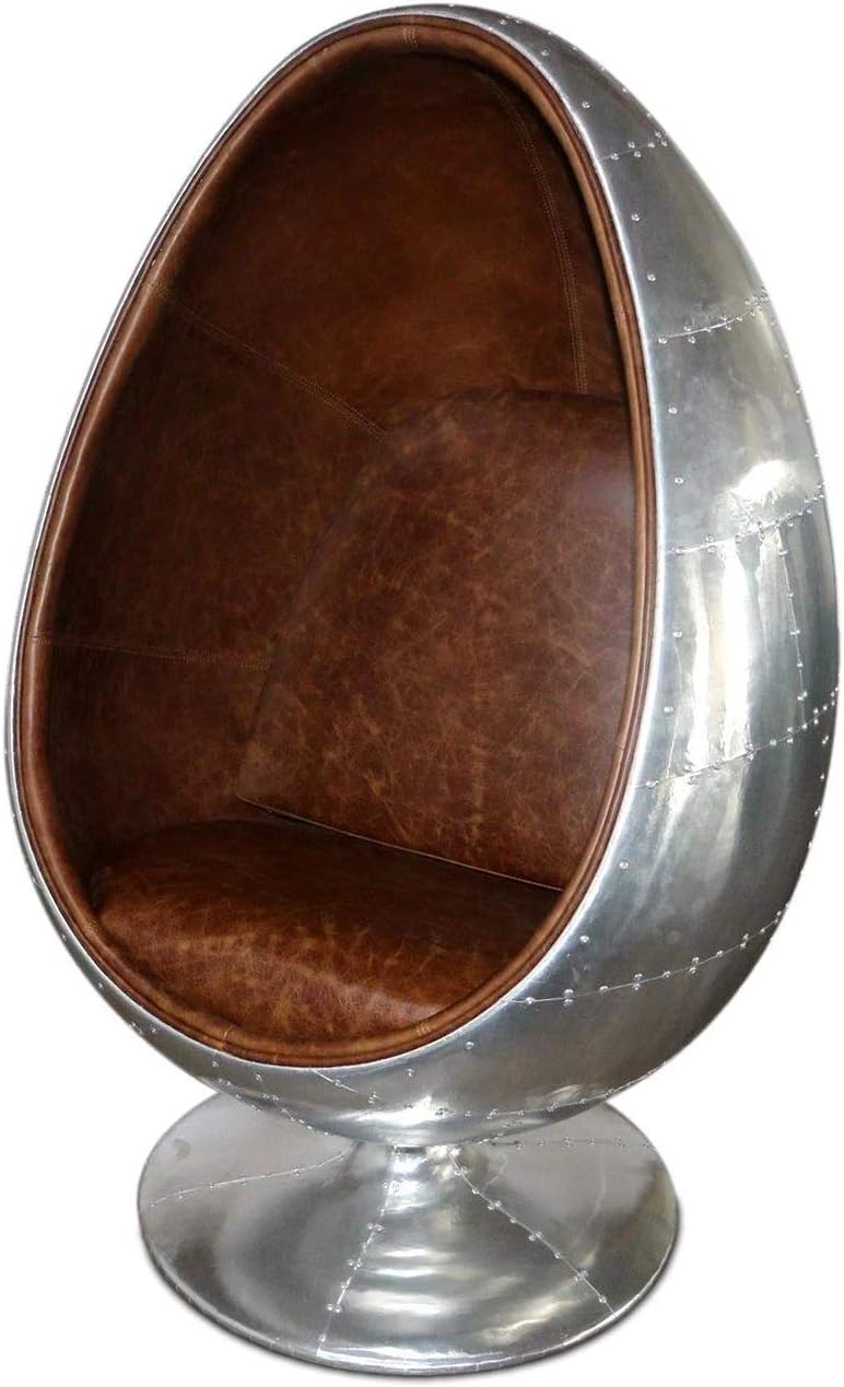 Amazon Com Aviator Egg Pod Genuine Leather Riveted Aluminum Swivel Base Kitchen Dining