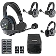 Eartec UL431 UltraLITE Wireless Microphone System with 1 Master and 3 Remote Headsets (3 Singles & 1 Double)