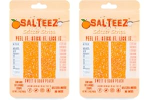 Salteez Seltzer Strips: Sweet & Sour Peach Flavor Strips That Stick to Your Bottle, Can, or Cup - For a Perfectly Dressed Seltzer Anytime Anywhere! (Sweet & Sour Peach, 2 Pack)