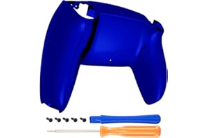 eXtremeRate Chrome Blue Glossy Custom Back Bottom Shell Compatible with ps5 Controller, Replacement Back Shell Cover Compatib