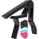 Guitar Capo for Acoustic and Electric Guitars - Rosewood Color with 6 Picks
