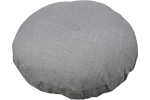 A.B Crew Japanese Style Linen Zafu Meditation Yoga Bolster Tatami Floor Round Cushion(Grey,19.7")