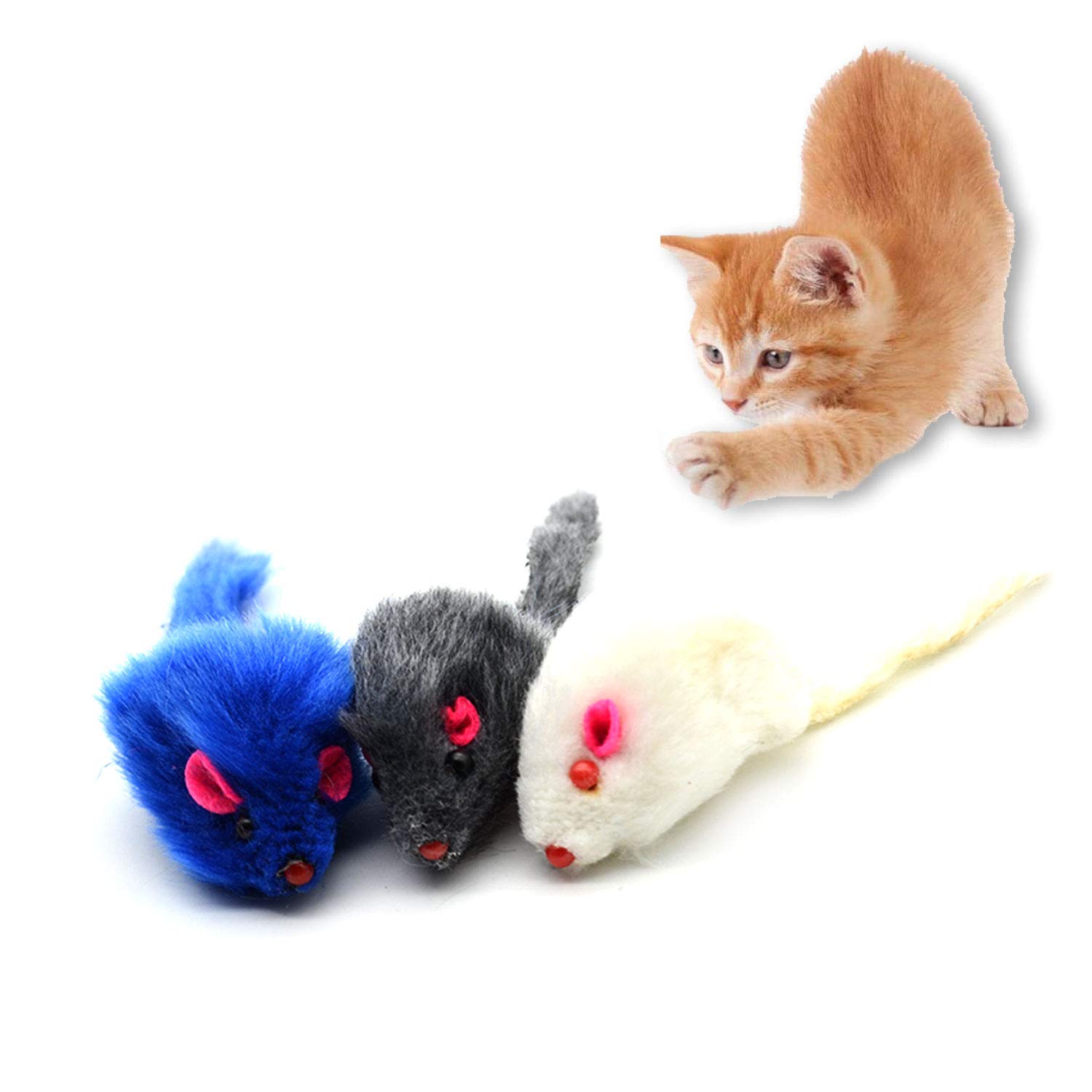 Malinna Cat Toy Mouse, 3 Pcs Catnip Toys for Cats, Pet Mouse Toys for Indoor Cats, Interactive Cat Toy Mouse, Mixed Fake Rainbow Mice Cat Toys