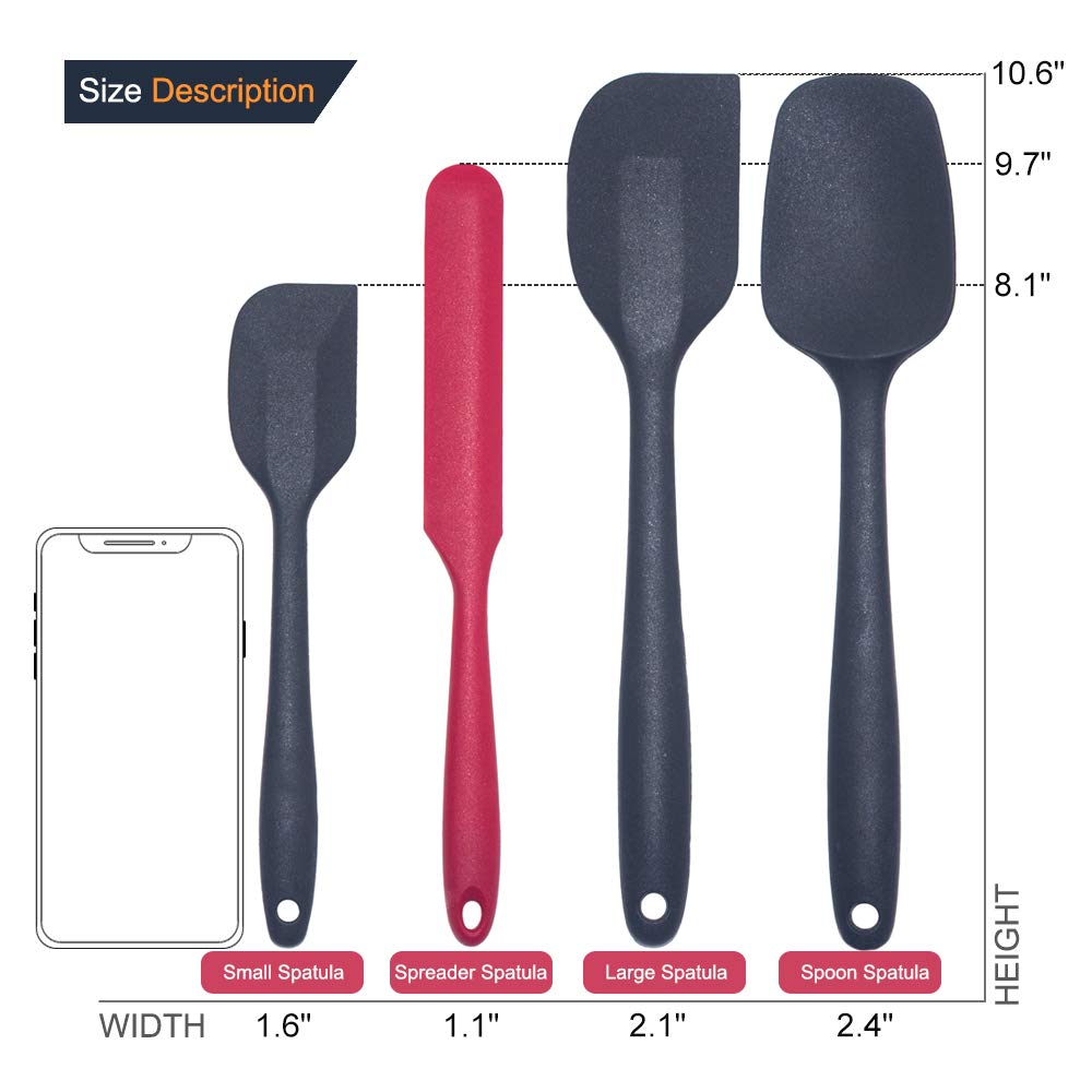 4 PCS Silicone Spatulas for Cooking HeatResistant Ergonomic Spatulas