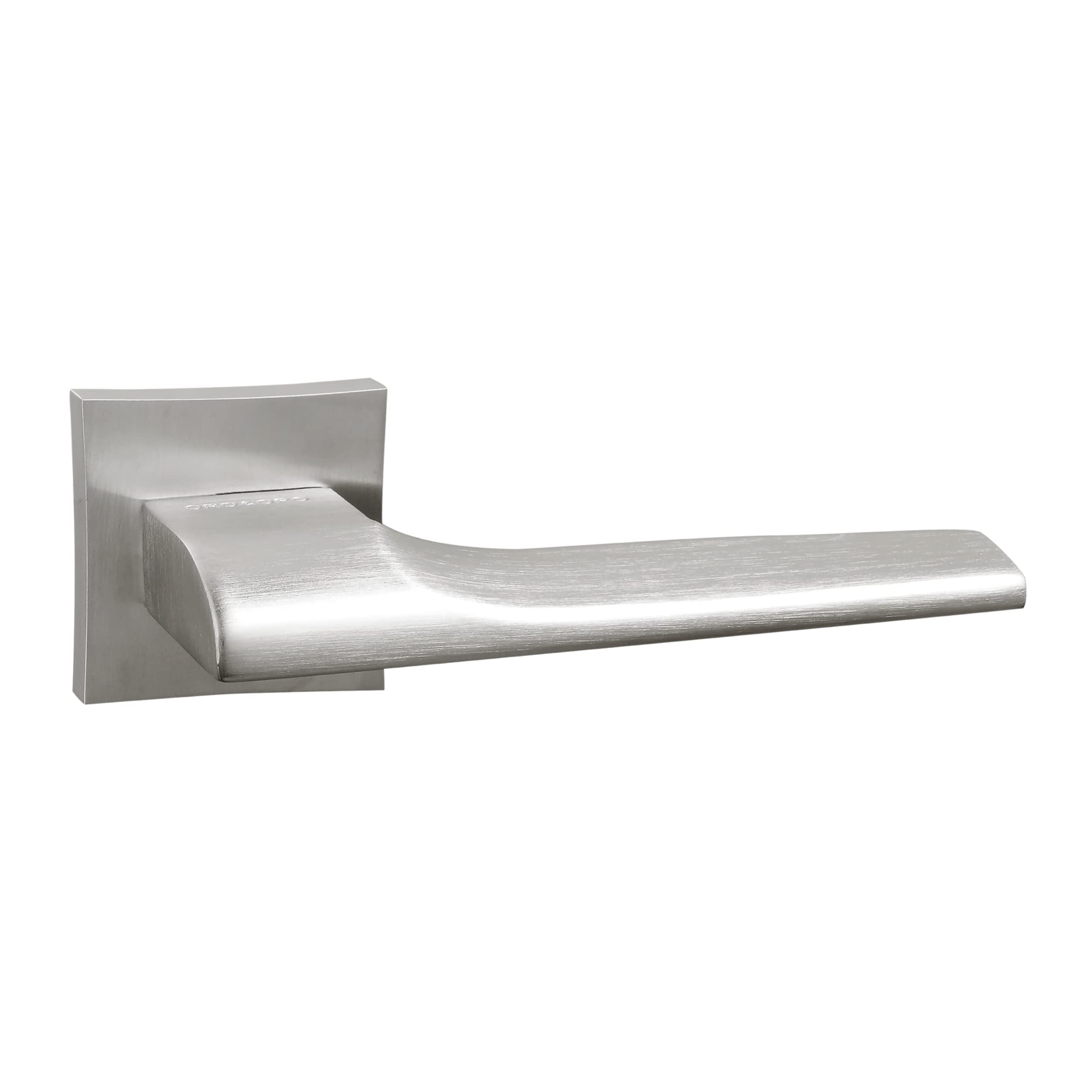 UAP ORO & ORO Timeless Lever on Square Scalloped Edge Rose - Italian Satin Chrome Door Handle for Internal Doors Easy Installation with Bolt-Through Fixing