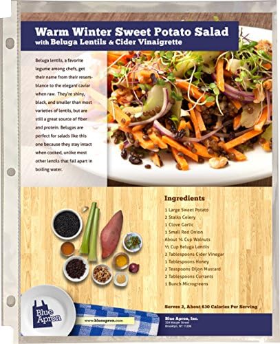 Recipe Protectors, Holds Standard 8.5" x 11" Paper, 30 Pack, Reinforced Holes, Refill Sheets For 3 Ring Binders