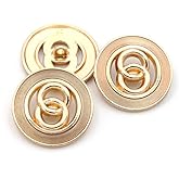 5 Pcs Double Circular Buttons Metal Hollow Bottons for Clothing Crafts Accessories(Golden,25mm)