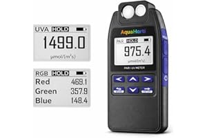 AH-Quantuv PAR Meter for Grow Lights, PPFD Meter 400-750nm with UVA Measurement 320-400nm, Shows PAR Breakdown of Blue Green 