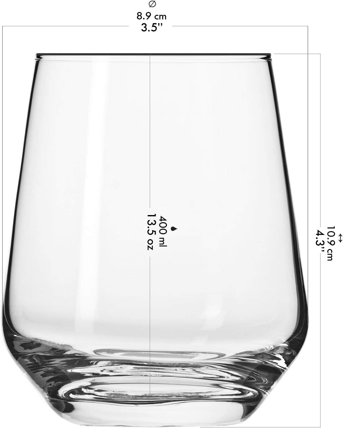 Krosno Water Drinking Glasses Tumbler Set Trend for Home, Transparent, Water 400ml (Set of 6) - Image 3