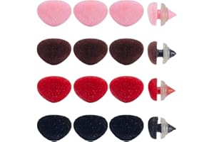 GORGECRAFT 40PCS 4 Colors Plastic Flocking Safety Nose 18mm Wide Doll Noses Animal Triangle Noses Red Pink Brown Black Croche