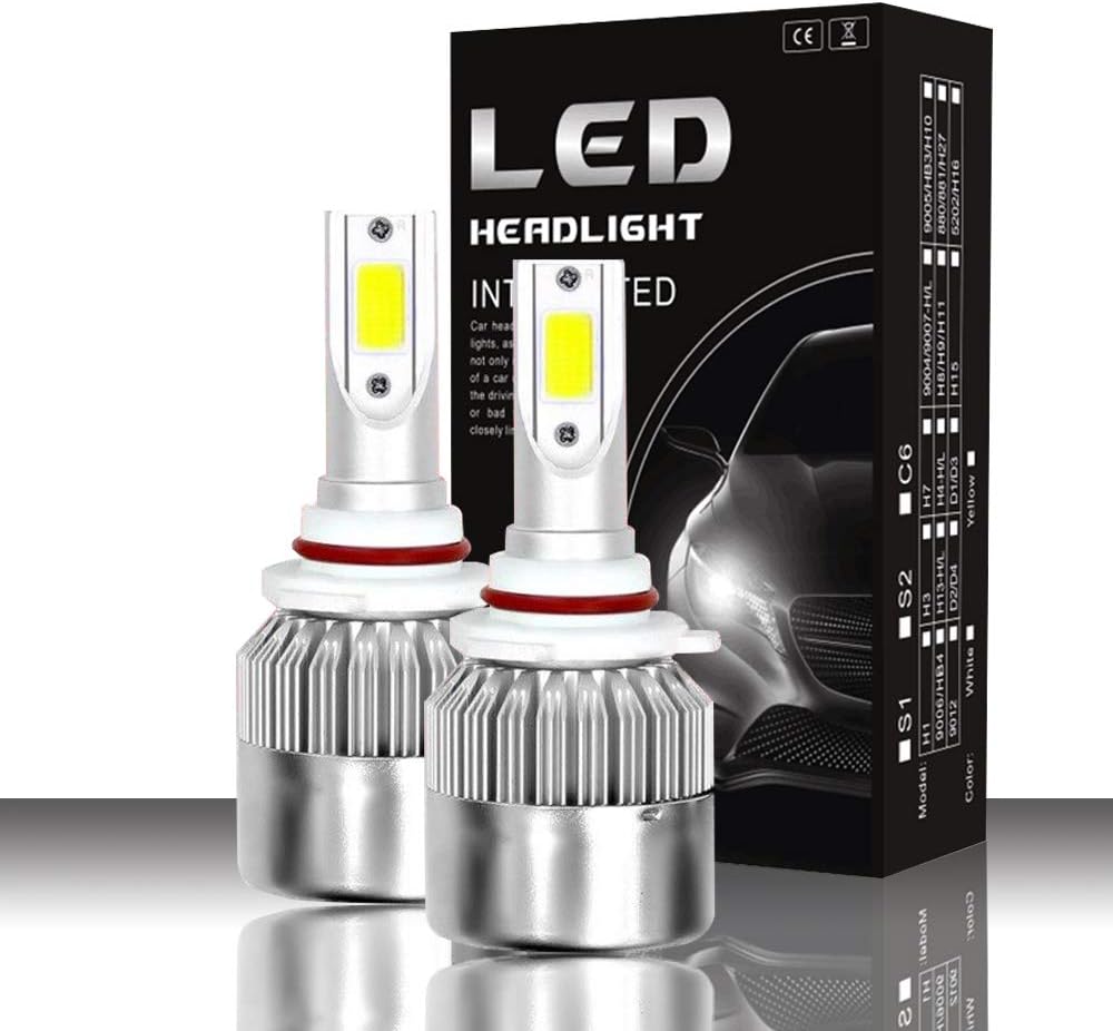 Mushan Headlight 9005/HB3 COB Chip 80W High Power 6500K Cold White LED Headlight Bulb(2pack)