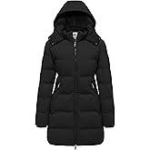 Wenven Women's Warm Thickened Parka Coat Winter Puffer Jacket with Removable Hood
