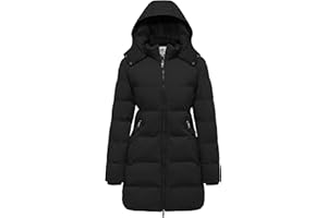 WenVen Women's Warm Thickened Parka Coat Winter Puffer Jacket with Removable Hood