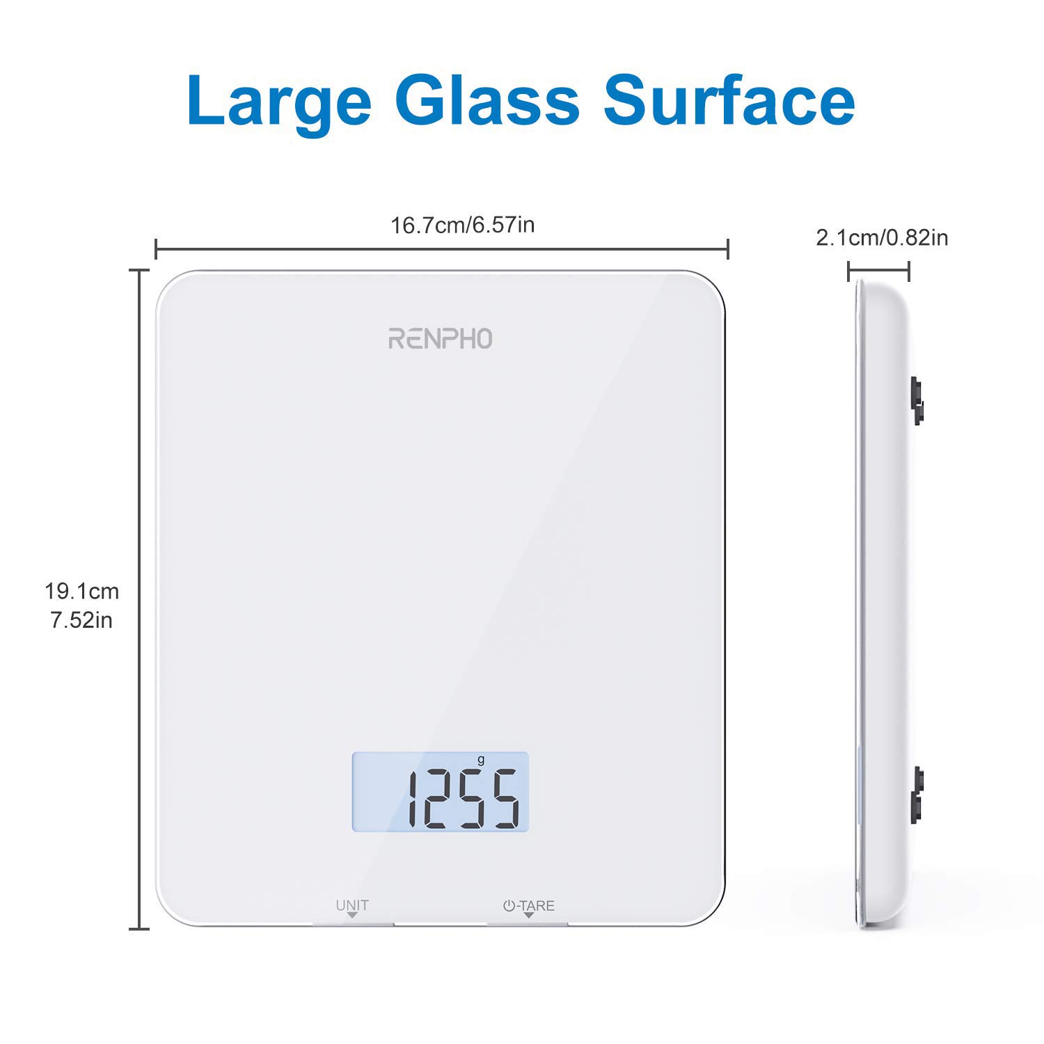 RENPHO Digital Kitchen Scales with LCD Display, Professional Household Scales with Tare Function, Food Scales for Baking and Cooking, 1 g/0.05 oz Precise Graduation, 5 kg Maximum Weight