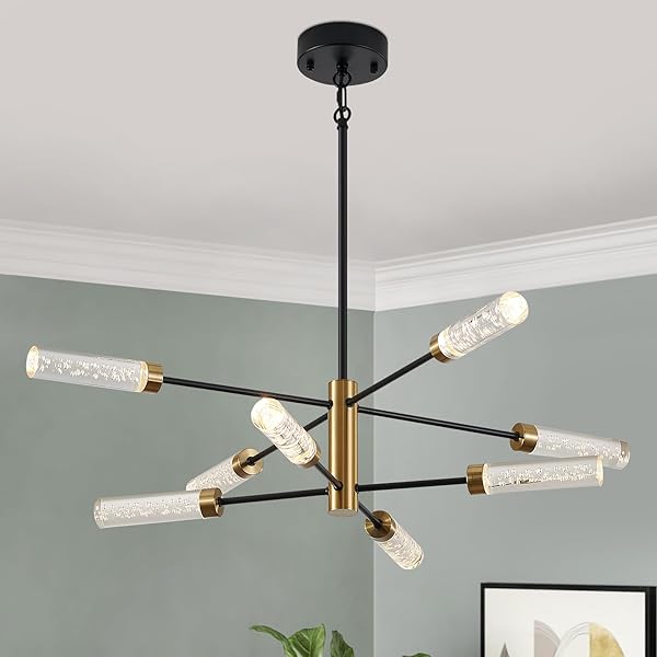SGLFARMTY LED SPUTNIK CHANDELIER, 8-LIGHT MODERN PENDANT LIGHT,MID...