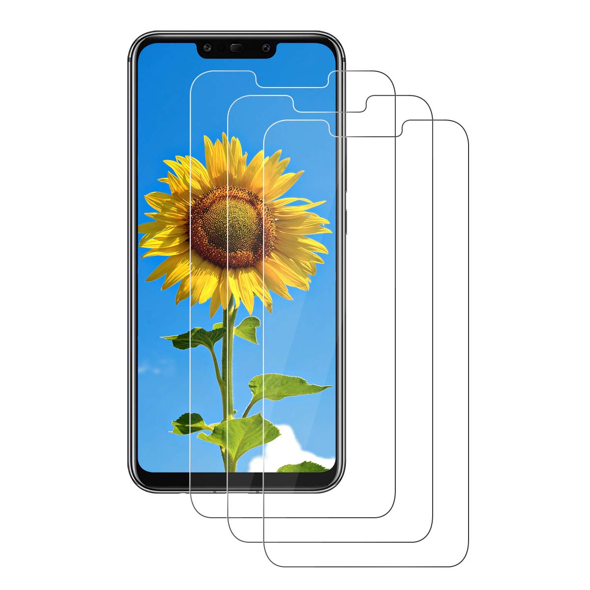 ZYUTON 3 Pack Screen Protector for Huawei Mate 20 Lite, Tempered Glass 2.5D HD Clear 9H Hardness Anti-Scratch Anti-Oil Case Friendly Bubble