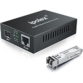 ipolex Gigabit Multi-Mode LC Fiber to Ethernet Media Converter with SFP SX Module, 1.25G Fiber to Copper RJ45, 1000Base-SX to 10/100/1000Base-TX, MMF, Transmission up to 550 meters/1804 ft
