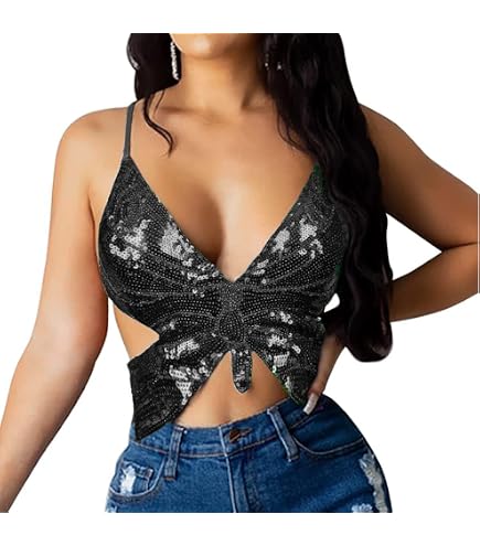 thumbnail image 2 of Women's Butterfly Rave Denim Backless Crop Top Nigeria 2 of 12