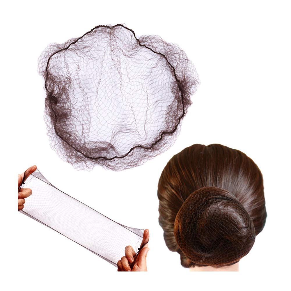 50 Pieces Invisible Hair Nets for Buns Elastic Hair Mesh Hair Buns Holder for Ballet Women (Dark Brown)
