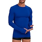 Tfovorlein Mens Thermal Tops Long Sleeve Fleece Lined Baselayer Undershirt for Winter Cold Weather with Thumb Holes