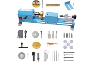 Onetuon Mini Wood Lathe Milling Machine Multi-Purpose Type Lathe with Wood Lathe Milling Accessories, for Wood Polishing, Gri