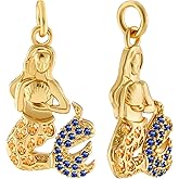 Beebeecraft 8Pcs Mermaid Charms Cubic Zirconia Fishtail Pendant Charm 18K Gold Plated Summer Sea Jewelry Making Findings with Storage Box for Necklaces Bracelets