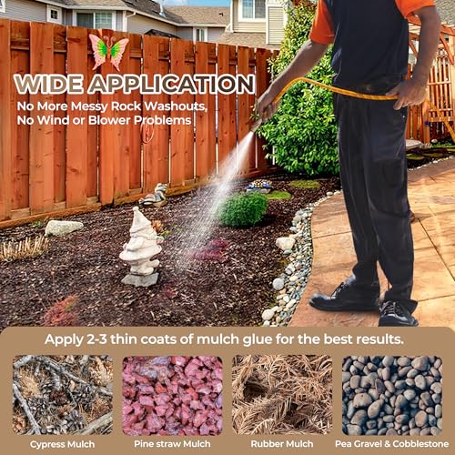 BALORIZ Rock Glue - 68oz Mulch Glue for Landscaping, Pea Gravel & Stones Bark, Strong Stabilizing Gravel Glues with Applicator Non-Toxic, Ready-to-Use for Paths, Patios & Garden Borders