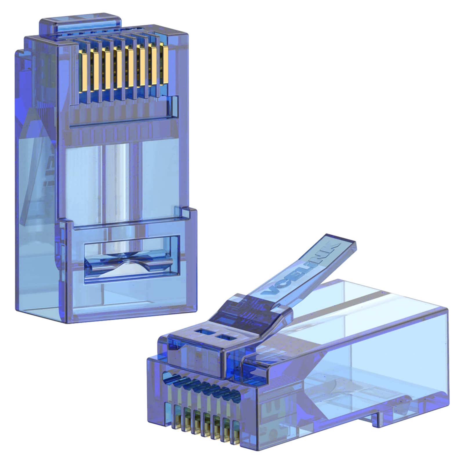 VCE UL Listed RJ45 Connector Pass Through Cat6 25 Pack, Ethernet RJ45 Plug Gold Plated for Cat6/Cat5/Cat5e UTP Solid & Stranded Network Cable