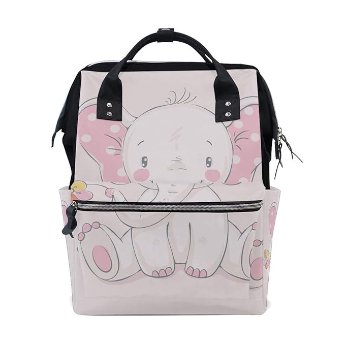 ColourLife Diaper Bag Backpack Lovely Pink Elephant Casual
