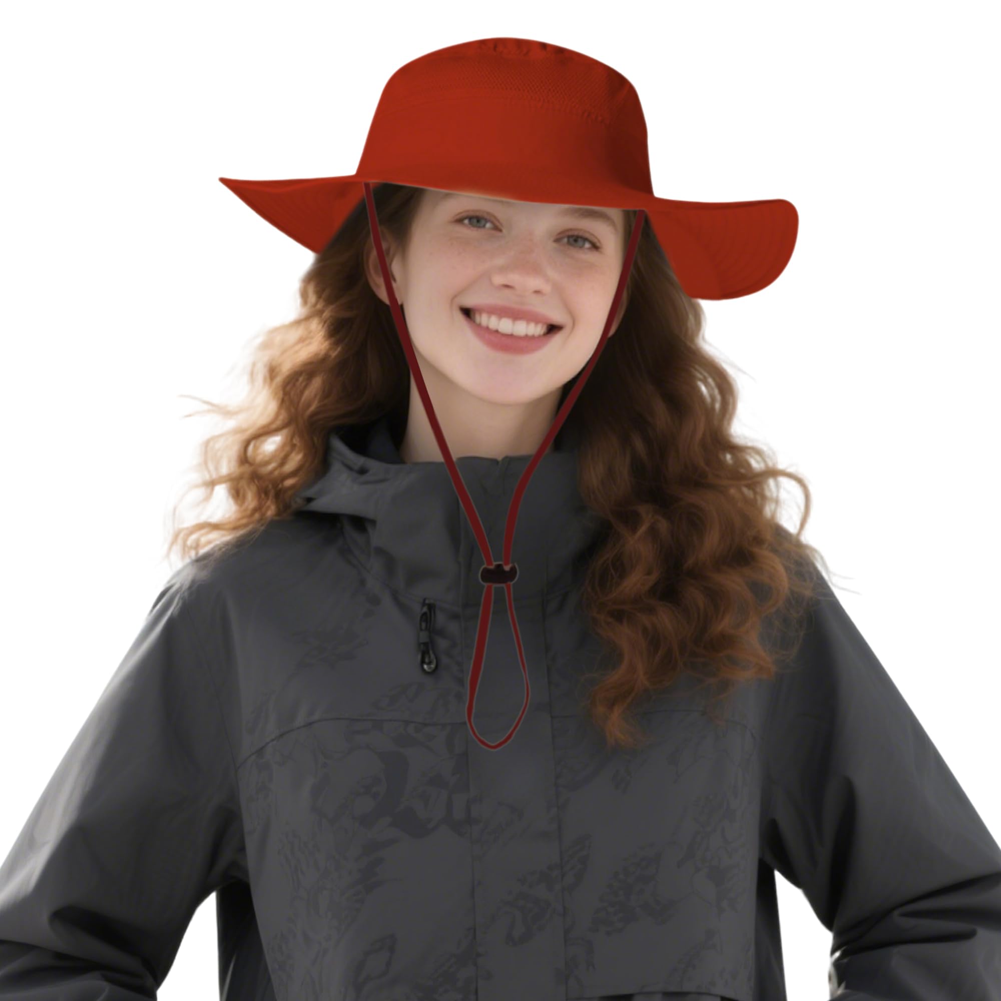 DORRISO Unisex Wide Brimmed Sun Hat for Women Men Bucket Hat UPF 50+ UV Protection Waterproof Fisherman Cap Fishing Hiking Beach Garden Holiday Cycling Camping Trekking Red