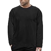 Orchidays Men's Long Raglan Sleeves Crew Neck Straight Hem T-Shirts Casual Relaxed Fitted Tops