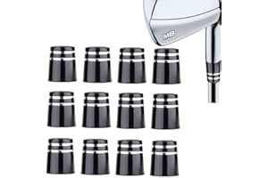 Aliennana Golf Iron Ferrules .370 12 Pack Re-Shaft Golf Ferrule for Taper Tip Iron Wedge Black/Double Chrome Ring ID:0.370" OD:0.540" Length:0.750"
