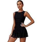 ABOCIW Womens Lace Tennis Dress Built in Shorts High Neck Sleeveless Golf Athletic Summer Mini Dress