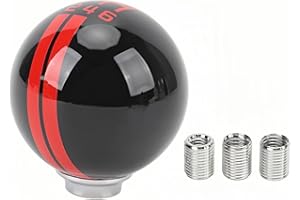 6 Speed Car Racing Gear Shift Knob, Shelby GT500 Style Round Ball Shift Knob with 3 Adapters for Manual Vehicle (Black and Re