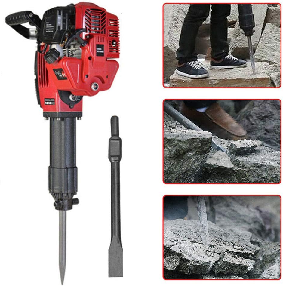 Gas Powered Demolition Jack Hammer Concrete Breaker Punch Chisel Bits 1700W 52cc