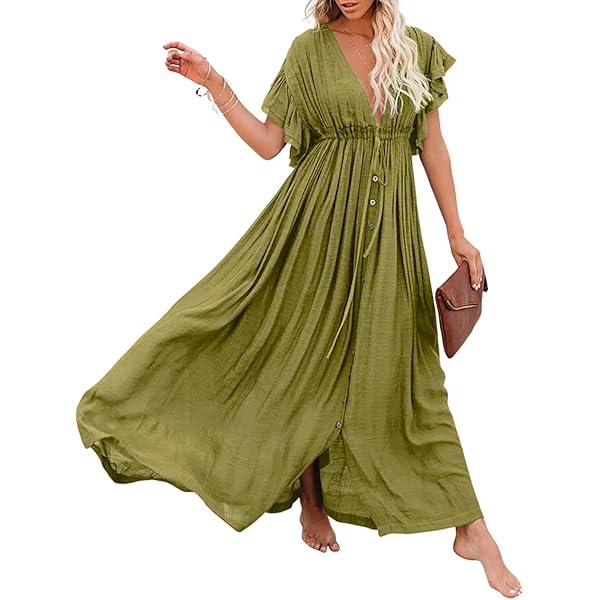Empire Waist Boho Dress for Women, Short Sleeve V Neck Bohemian Summer Maxi  Dresses, Floral Printed Summer 2024 Flare and Fit Dresses at Amazon Women's  Clothing store