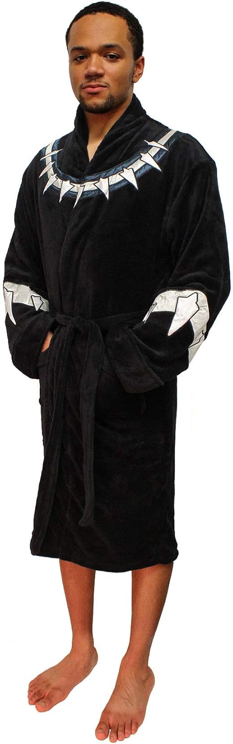 Marvel Universe Mens Black Panther Fleece Costume Bathrobe: Clothing