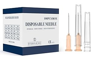 AHHKZT 25 Gauge 0.5 Inch Needle, Individually Wrapped, 100 PCS Luer Lock Needles Industrial Dispensing Accessories(25G 0.5-Inch)