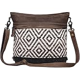 Myra Bag Aztec Purse for Women - Canvas Bag with Real Leather Detailing, Boho Handbags for Women, Cute Western Purse
