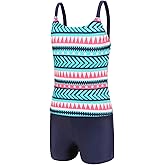 Girls Two Piece Swimsuits Tankini Bathing Suit with Boyshorts for Kids Swimwear Set