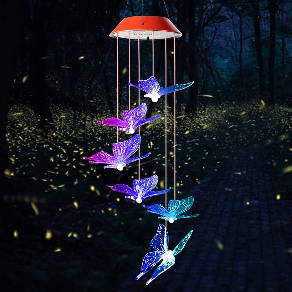 wind chimes outdoor, gifts for mom, solar wind chimes, butterfly wind chime, solar mobile butterfly, mom gifts, birthday gifts for mom, gardening gifts, wind chimes solar, windchimes unique outdoor : Garden & Outdoor