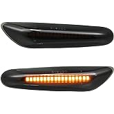 X AUTOHAUX Full LED Side Turn Signals for BMW 1 3 5 Series E36 E46 E60 E87 E90 E92 X1 X3 63133418447 63133418448 Fender Side Marker Amber Light Assemblies Front Flowing LED Lamps Lights 2pcs