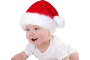 SUBYAN Infant Christmas Hat, Santa Hats for Baby, Unisex Plush Comfort Extra Thicken Baby Christmas Hat for New Year Festive Party