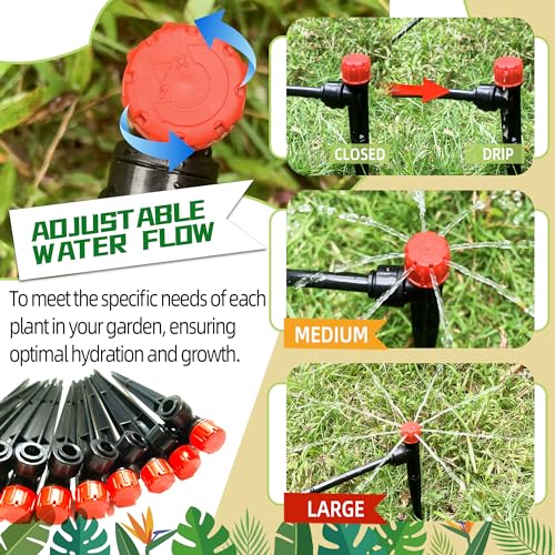 30PCS Push-to-Fit Drip Irrigation Emitters for 1/4 inch Irrigation Tubing, Adjustable 360 photo 12