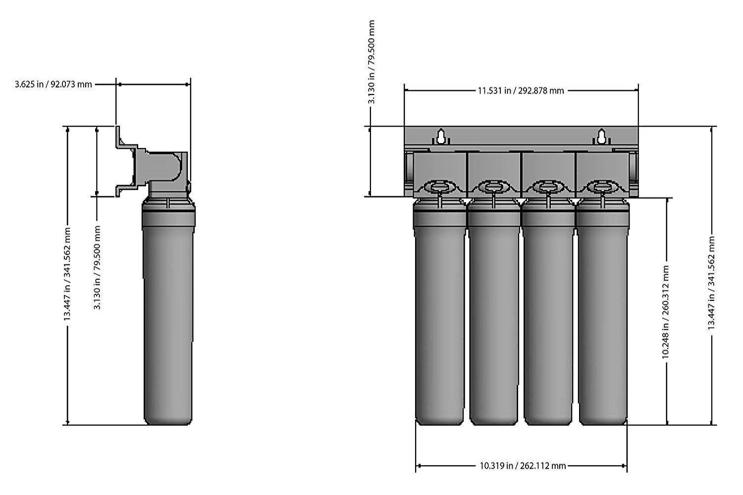 Watts Premier RO Pure Plus VOC 4 Stage Reverse Osmosis System Module with Built-In Check Valve Shutoff, Four Easy Push Button Filters, Sediment Filter, Carbon Block Filter, VOC Filter, Membrane