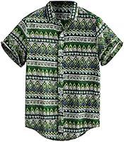 Men's Printed Hawaiian Loose Short Sleeve Casual Button T Shirt Pocket Beach Tee Comfortable Tank Tops