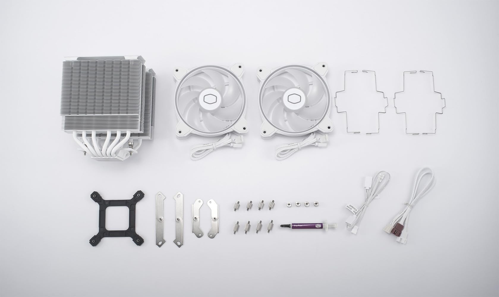 Cooler Master Hyper 622 Halo White Dual Tower CPU Air Cooler, 120 Halo² PWM Fan, Dual Loop ARGB, 6 Copper Heat Pipes, Nickel-Plated, 154mm Tall, AMD Ryzen AM5|AM4, Intel LGA 1851|1700|1200 Brackets