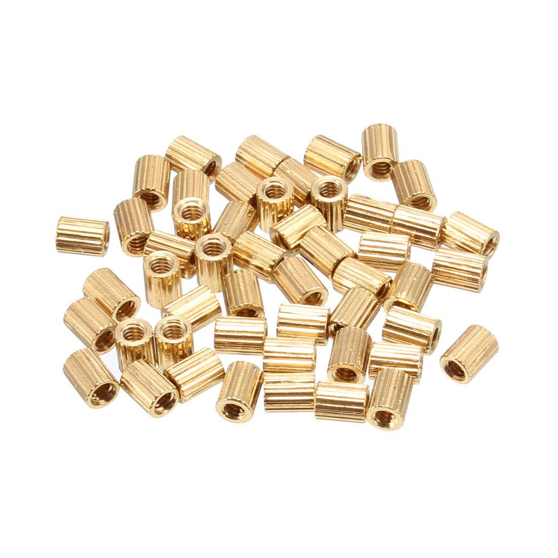 Photo 1 of uxcell 50pcs Brass Round Straight PCB Pillar Female Thread Standoff Spacer M2x3x4mm